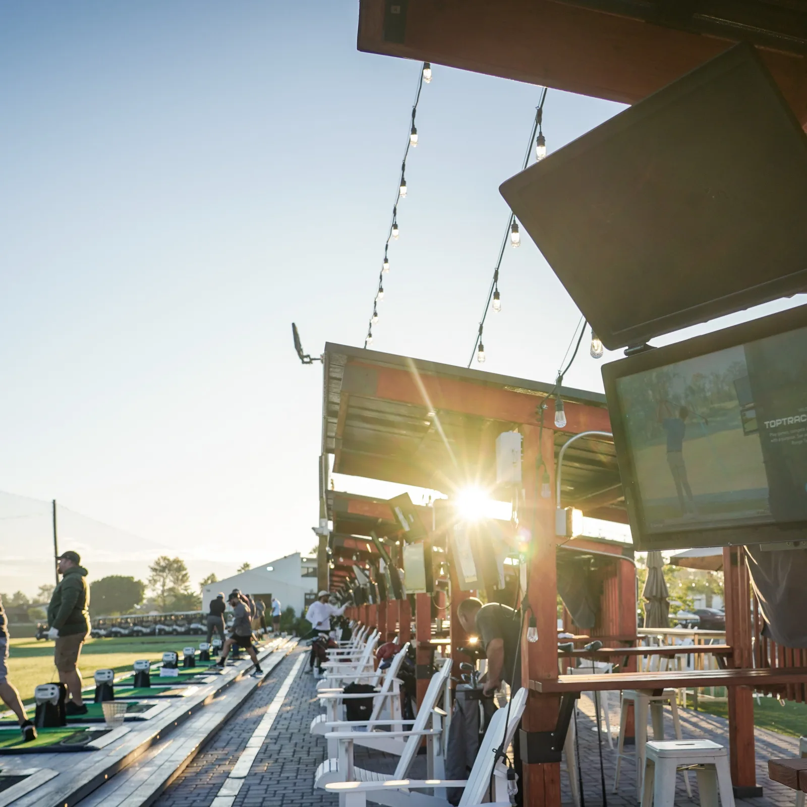 The lit Toptracer driving range at Bellair Golf Park